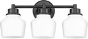 Emak Modern Black Bathroom Lighting Fixtures Over Mirror, Farmhouse 3-Light Vanity Lights with Milk Glass Shade for Bathroom, Mirror, VL122-BK-ML-3