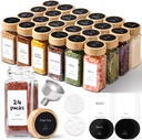 ComSaf Spice Jars with Label 4 oz 24Pcs, Glass Spice Jars with 6 Extra Shaker Inserts and 93 Labels, Seasoning Set with Bamboo Lids and Metal Funnel, Square Containers for Organization, Salt, Pepper