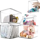 Storage Boxes, 5 Packs Transparent Food Organizer, Stackable Lidded Storage Bins (3 XL + 2M)