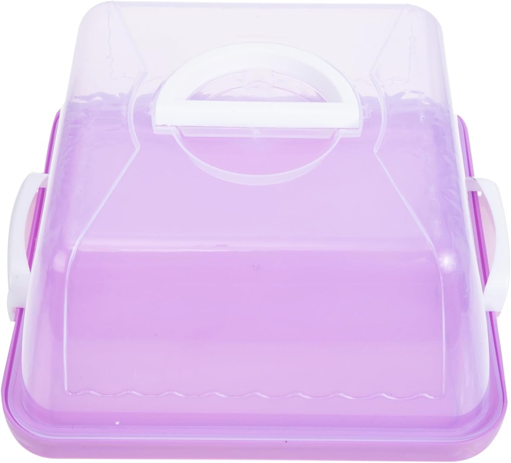 VALICLUD Portable Plastic Cake Carrier with Handle and Transparent Lid Food Safe Cake Container Lightweight Birthday Party Box with Glossy Finish