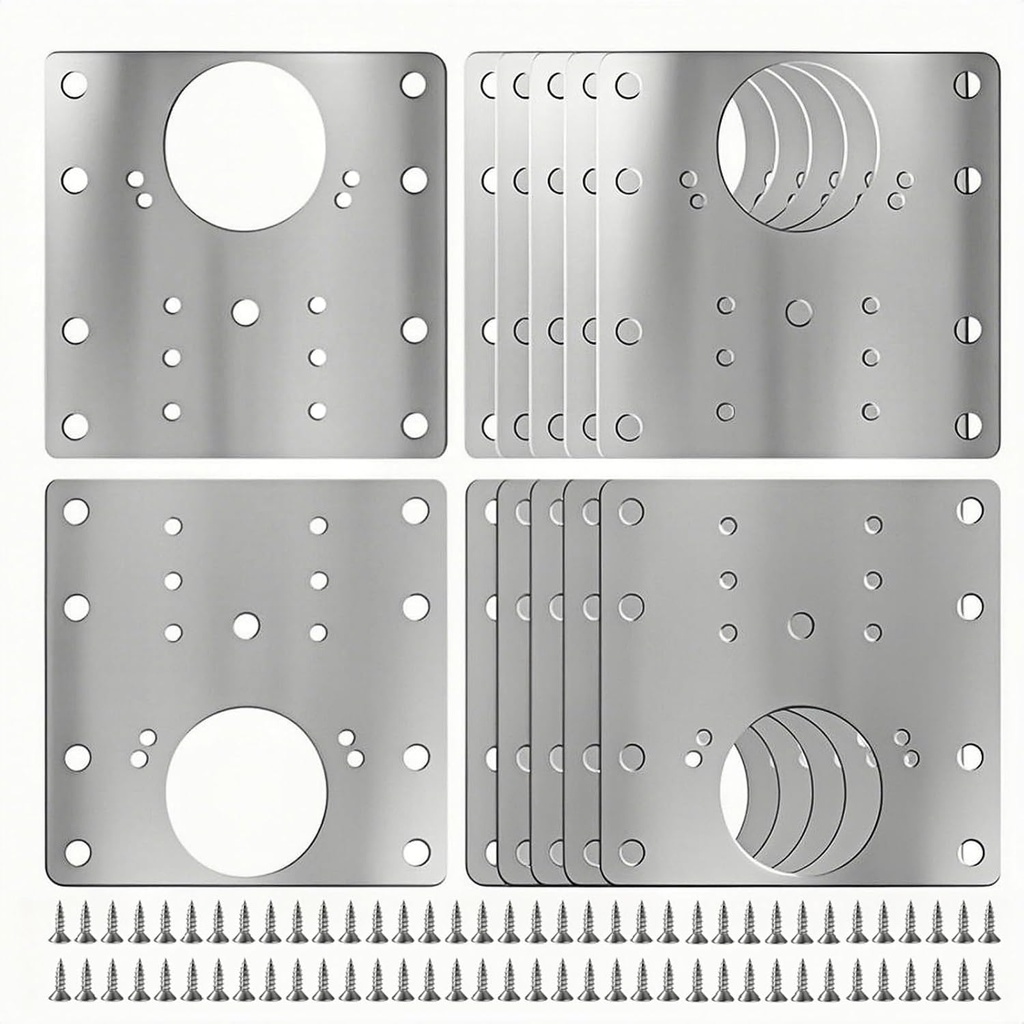 6PCS Cabinet Hinge Repair Plate Kit: FOGZUVR Durable Door Hinge Repair Kit Plate Stainless Steel, Large Hinge Repair Board with Mounting Screws for Kitchen Cabinet, Cupboard Doors and Furniture