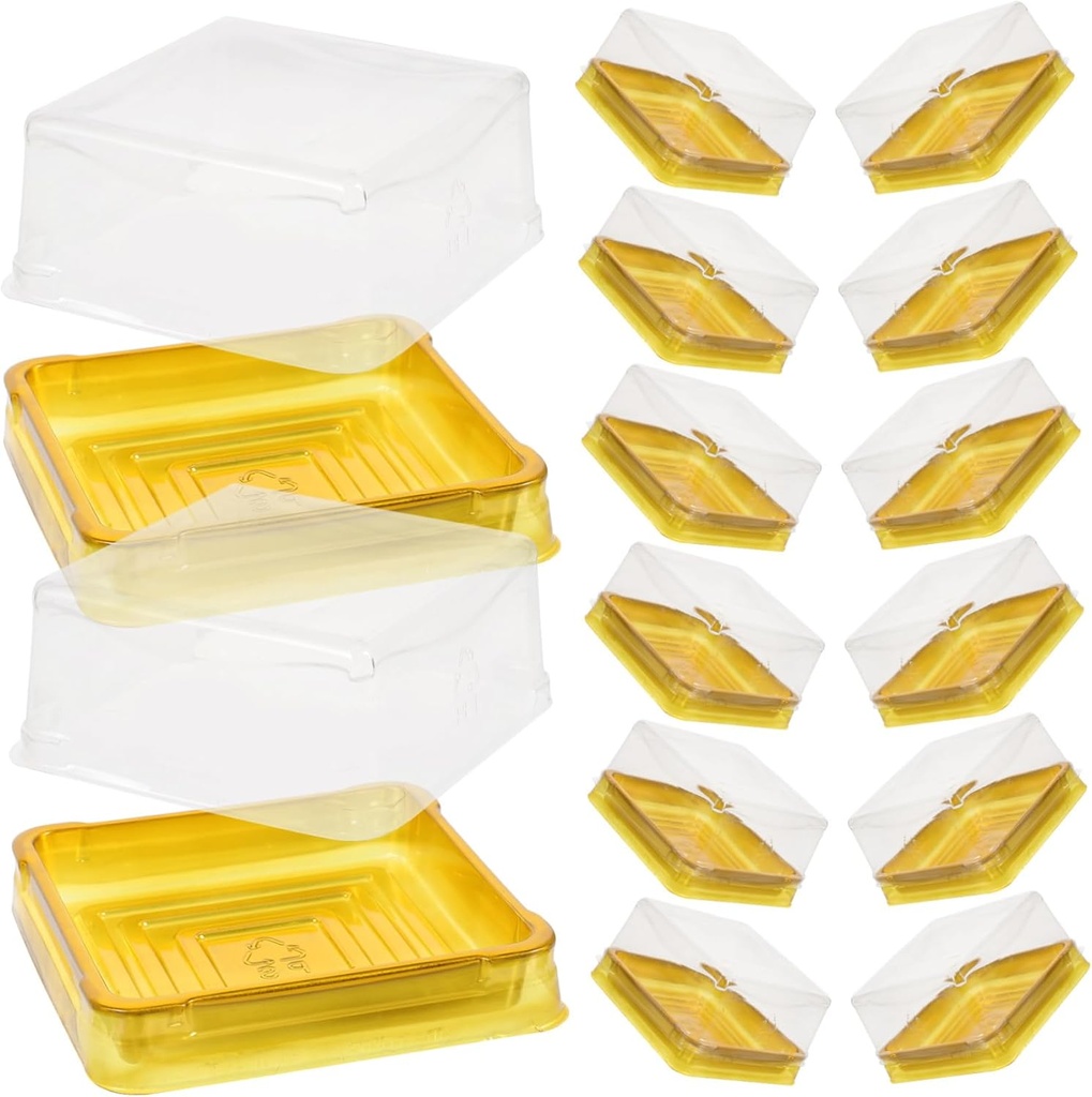 VALICLUD 50pcs Food Grade Polypropylene Dessert Boxes for Moon Cakes and Egg Yolk Pastries Lightweight Square Packaging Containers Secure Treat Storage