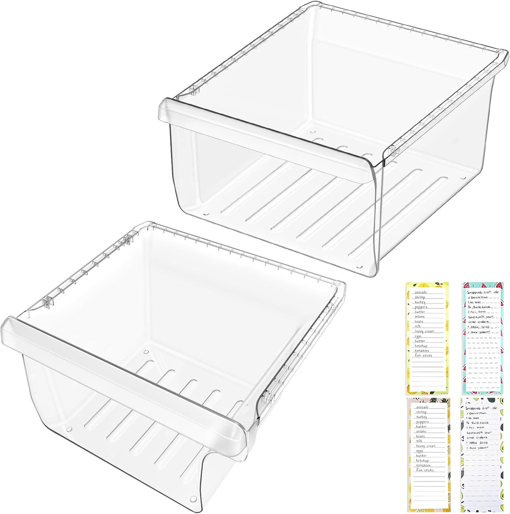 UPGRADED DA97-08693B Refrigerator Crisper Drawer & DA97-08692B Fridge Drawer Bin Compatible with Samsung Refrigerator Drawer Parts RS25J500DSR RS25H5000SR RS25J500DSG RS261MDRS Crisper Drawers