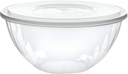 PLASTICPRO Disposable Round Crystal Clear Serving Bowls With Lids - Party Snack or Salad Bowl, Plastic Chip Bowl, Candy Dish (2, 96 OUNCE)