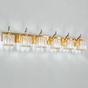 Crystal Vanity Lights - Gold 6 Light Modern Bathroom Vanity Light Fixtures Over Mirror
