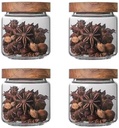 Glass candy Containers - 16oz kitchen Glass Airtight Storage jar With Acacia Airtight Lid，for kitchen Seasoning, coffee bean, tea, suger, herbs (9)