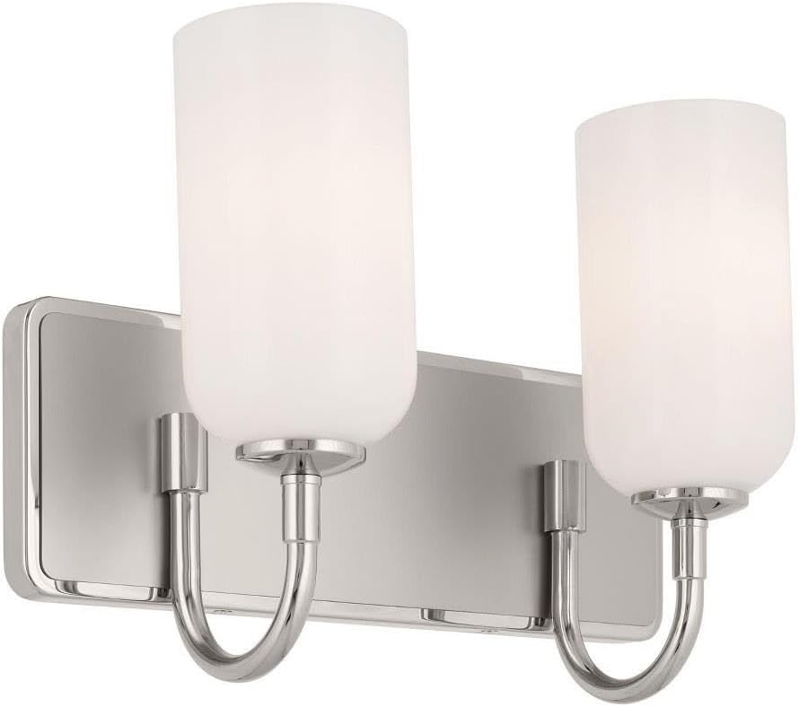 Kichler Solia 14.25" 2 Light Vanity with Opal Glass in Polished Nickel with Stain Nickel