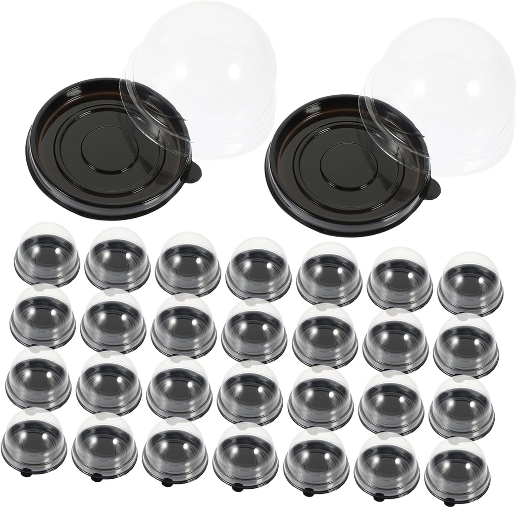 VICASKY 50Pcs Transparent Moon Cake Boxes Dome Cake Containers with Sealed Cover Compact Holder for Dessert Shops Party Gatherings Home Use