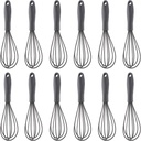 Compact Silicone Whisk (6.7 Inch), 12 Pack Portable Mini Balloon Mixer Egg Beater, Manual Handheld Milk Frothers, Household Egg Blender Small Silicone Egg Whisks for Cooking (Grey)