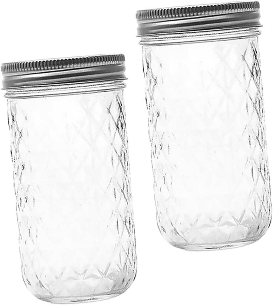 VICASKY 2Pcs Airtight Mason Jars with Lids Glass Dispensers for Kitchen Storage Household Containers for Jam Honey Spices and DIY Food Preservation