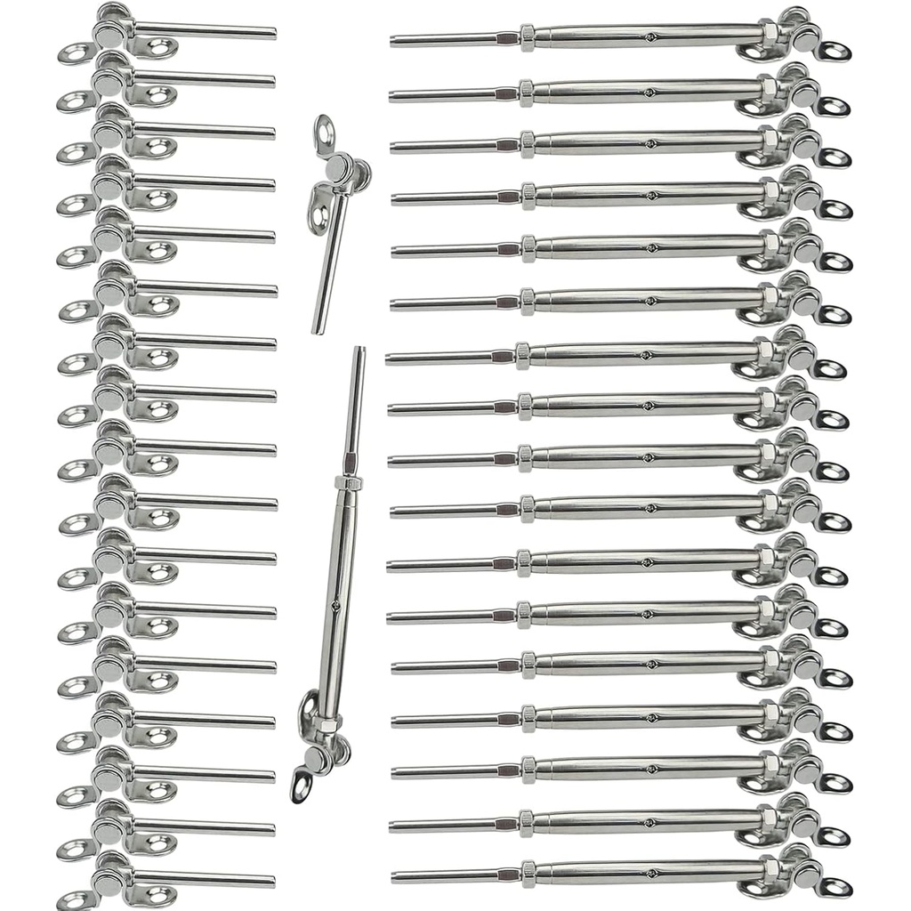 Cable Railing Hardware,Steel Cable Railing Kit,for 1/8 Cable Railing System,32 Pairs, Adjustable Angle,T316 Marine Grade Thick Plate