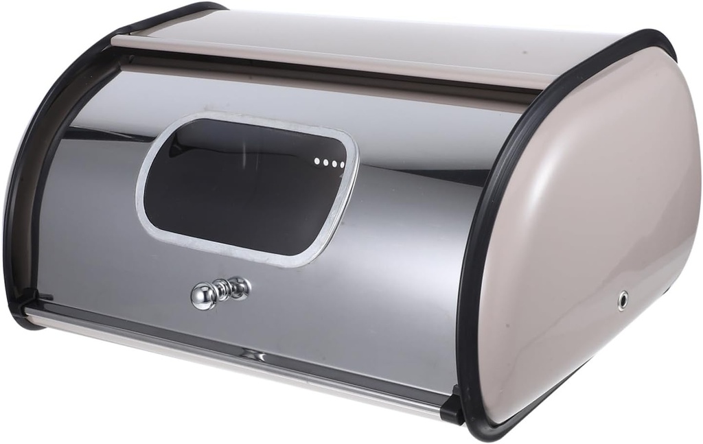 Box Stainless Steel Bread Box with Window Capacity Bread Storage Container for Kitchen Counter and Easy to Clean Modern Design for Organized Spaces