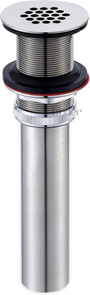 Luxier DS05-TB 1-1/2 in. Brass Bathroom and Vessel Sink Grid Drain Stopper Strainer with No Overflow in Brushed Nickel