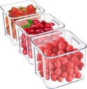 MineSign 3Pack Fridge Organizer Drawer Divider Cube Pull-Out Bins Clear Food Container Refrigerator Storage box Produce Saver for Pantry Kitchen Cabinet