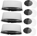DECHOUS 10pcs Reusable Round Cake Boxes with Lids Transparent Cake Holders Desserts Lightweight Plastic Containers Cover