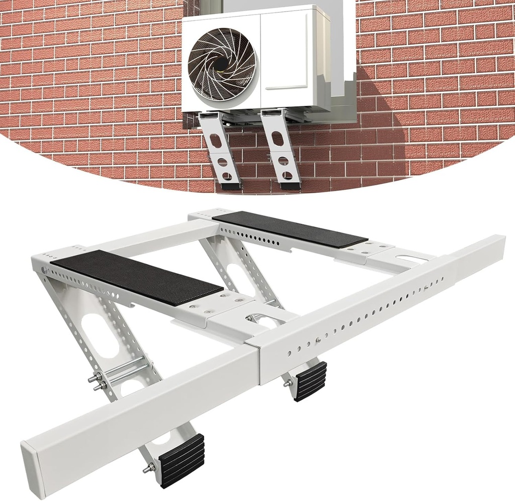 No Drilling Air Conditioner Support Bracket, Adjustable Window AC Bracket Fits Single & Double-Hung Windows, Heavy Duty Steel Holds Up to 220lbs for 5000-24000 BTU Units