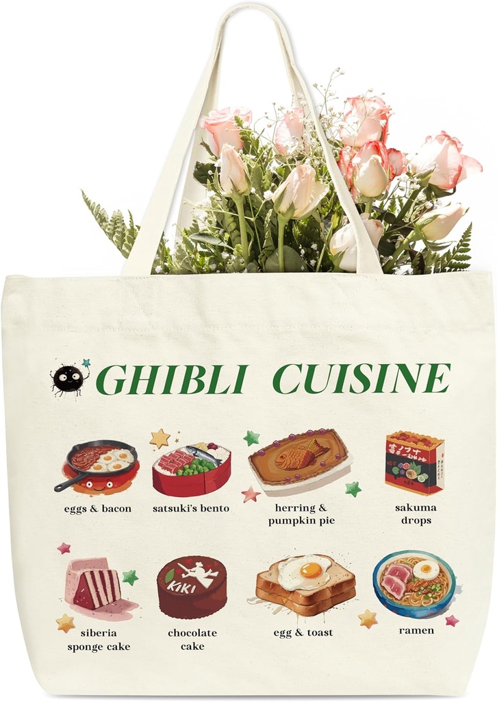 Funny Tote Bags For Women, Food Canvas Tote Bag, Food Lover Gifts Reusable Grocery Bag, Shoulder Bag For Work Shopping Travel Holiday, 48