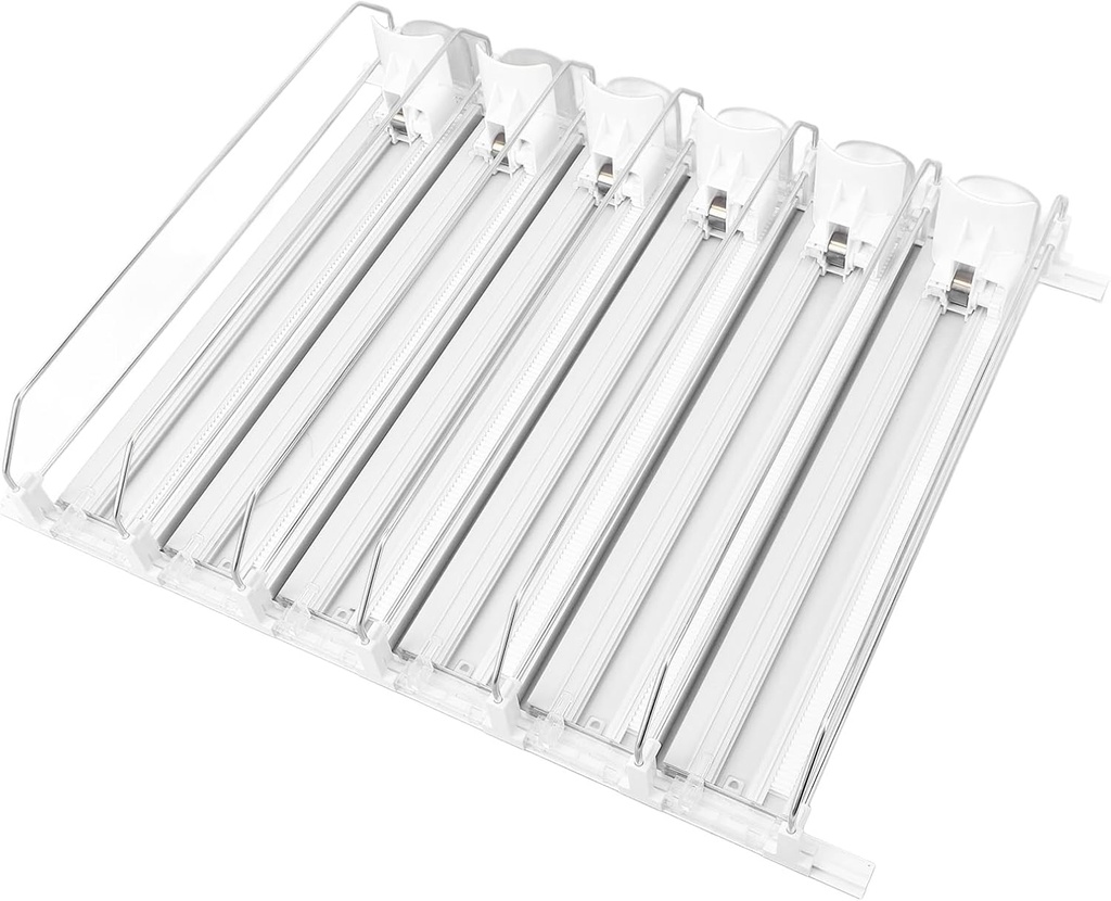 Soda Can Organizer for Fridge, ABS Can Holder Dispenser, 6 Rows Rail Drink Organizer, Stable Soda Can Dispenser for Beer Beverages, Beverage Containers for Refrigerator Kitchen(White)