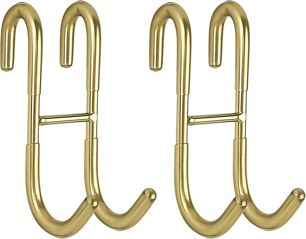 Simtive Squeegee Hooks for Towel Bathroom Frameless Glass Shower Door (2-Pack), Gold