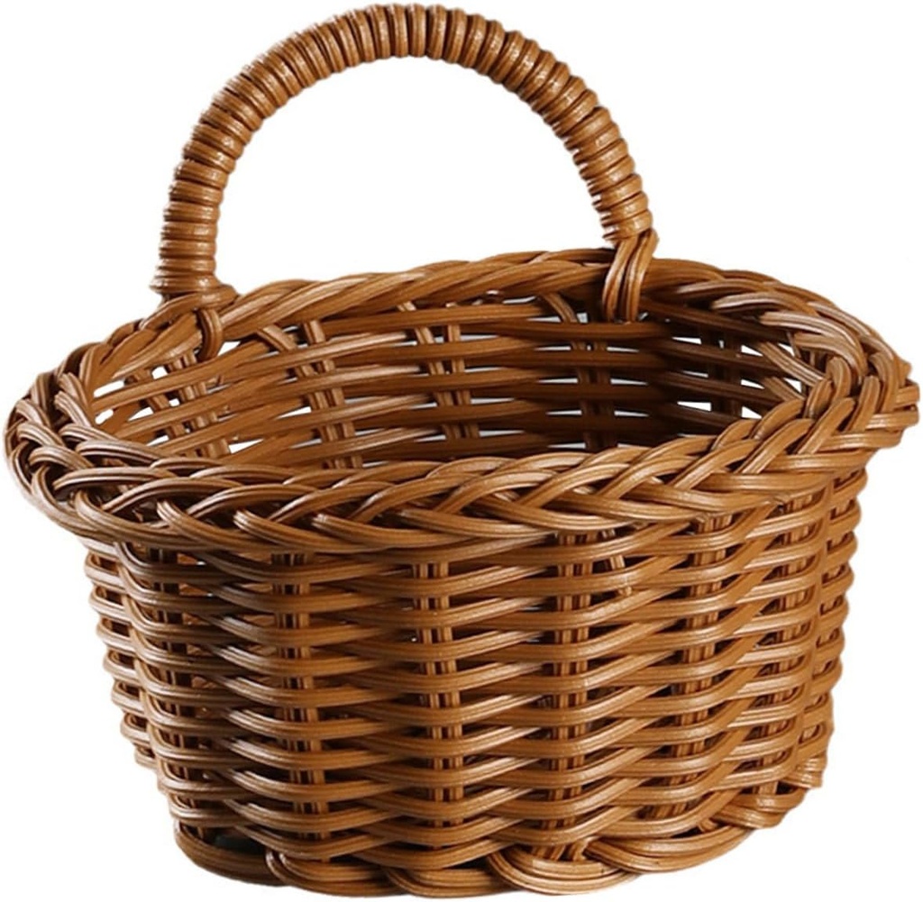 Multi Function Wall Hanging Basket for Kitchen and Home Imitation Rattan Woven Storage Organizer for Garlic Vegetables and Decorative Flowers Lightweight Design