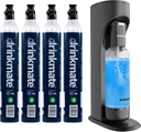 Drinkmate OmniFizz Sparkling Beverage Maker CO2 Bundle - Sparkling Water/Soda Streaming Machine That Carbonates Any Drink - Includes 4 CO2 Cylinders, 1 Carbonation Bottle, 1 Fizz Infuser - Matte Black