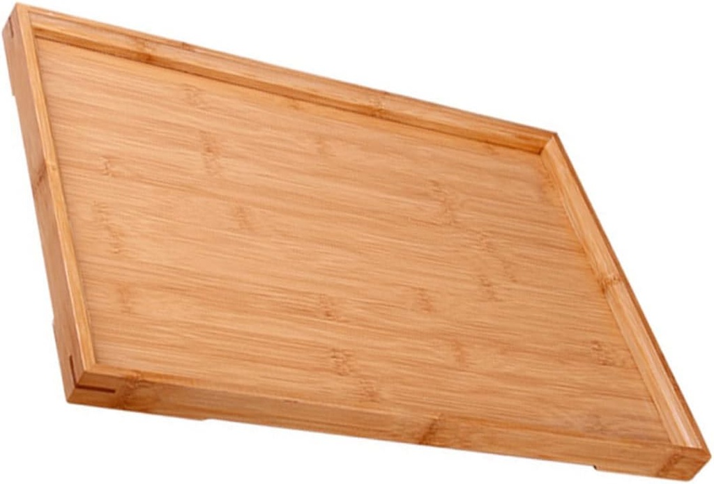Amosfun Rectangular Bamboo Tea Set Tray Natural Serving Tray for Tea Cups and Sake for Home and Parties
