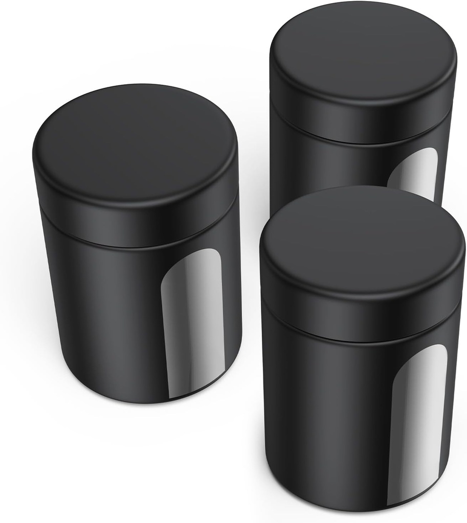 Glass Storage Jar (6 oz), 3 Pack Premium Smell Proof Visual Container with Child Resistant Cap, Small Waterproof Bottle Multipurpose Container for Coffee Teas Herbs Spices(180ml)