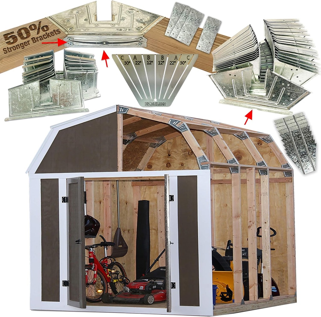 50% Structurally Stronger Truss Design Easy Shed Kit Builds 6'–14’ Widths Any Length - Bonus Miter Template, Storage Barn Garage Playhouse Easy Framing Kit - 2x4 Basic Barn Roof DIY EZ Framer Kit