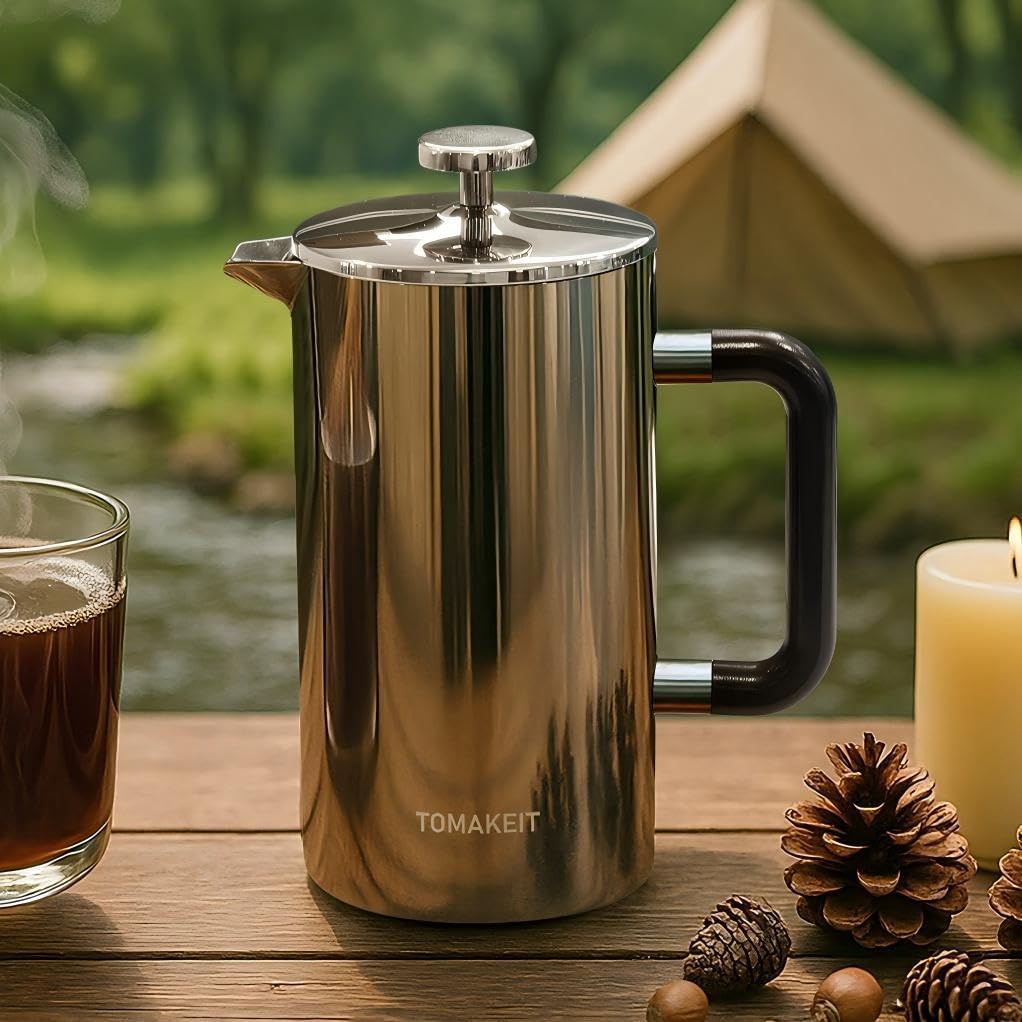1L/34 Oz French Press Coffee Maker,304 Stainless Steel Coffee Press,Durable & Easy Clean,Leak-Proof Design,Prensa Francesa Para Cafe for Home,Office,Camping