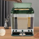 DYNAMI 2 Tier Dry Food Dispenser,5 Grids Removable Rice Dispenser With Top Tier Pasta Storage,Rice Dispenser Storage Bin Kitchen Grain Dispenser with Measuring Cup (Green)