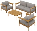Modway Wren Teak Wood Outdoor Patio 4 Piece Furniture Set in Natural Driftwood