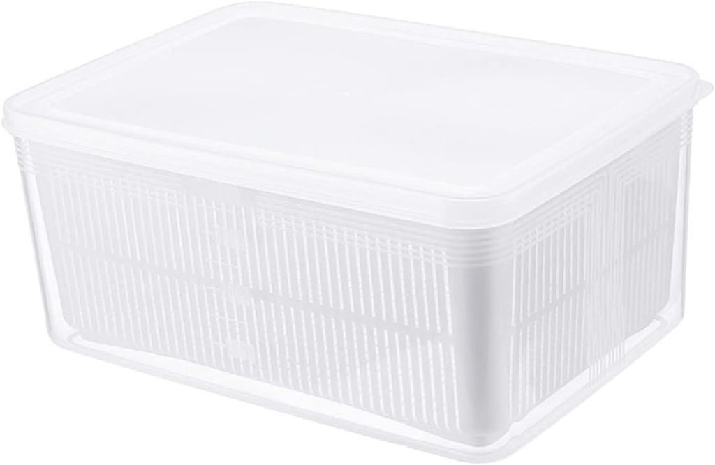 Luxshiny Household Kitchen Refrigerator Sealed Storage Box Drainer Food Preservation Container for Fruits Vegetables and Bread