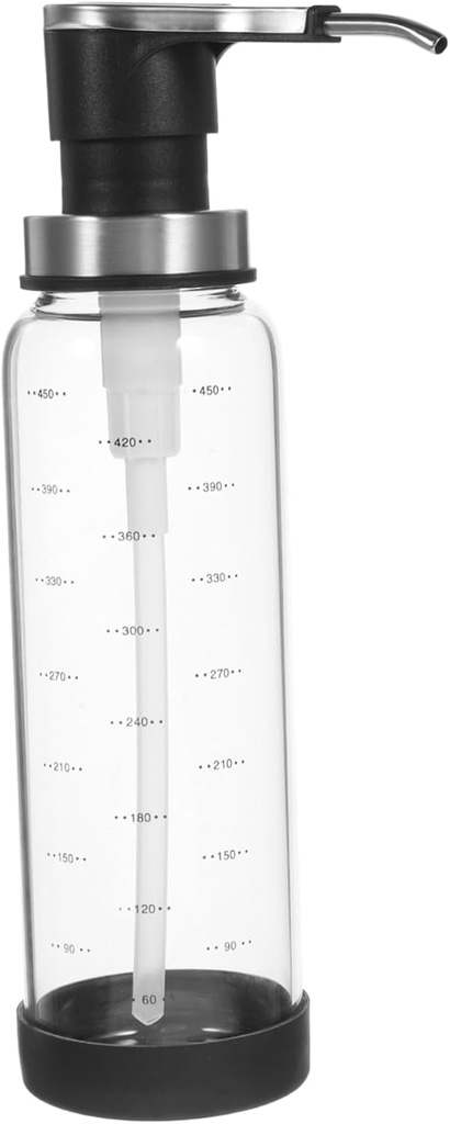 500ml Glass Syrup Pump Dispenser Bottle Adjustable Honey and Ketchup Pump Jar Measurement Scale for Kitchen Use and Home Cooking