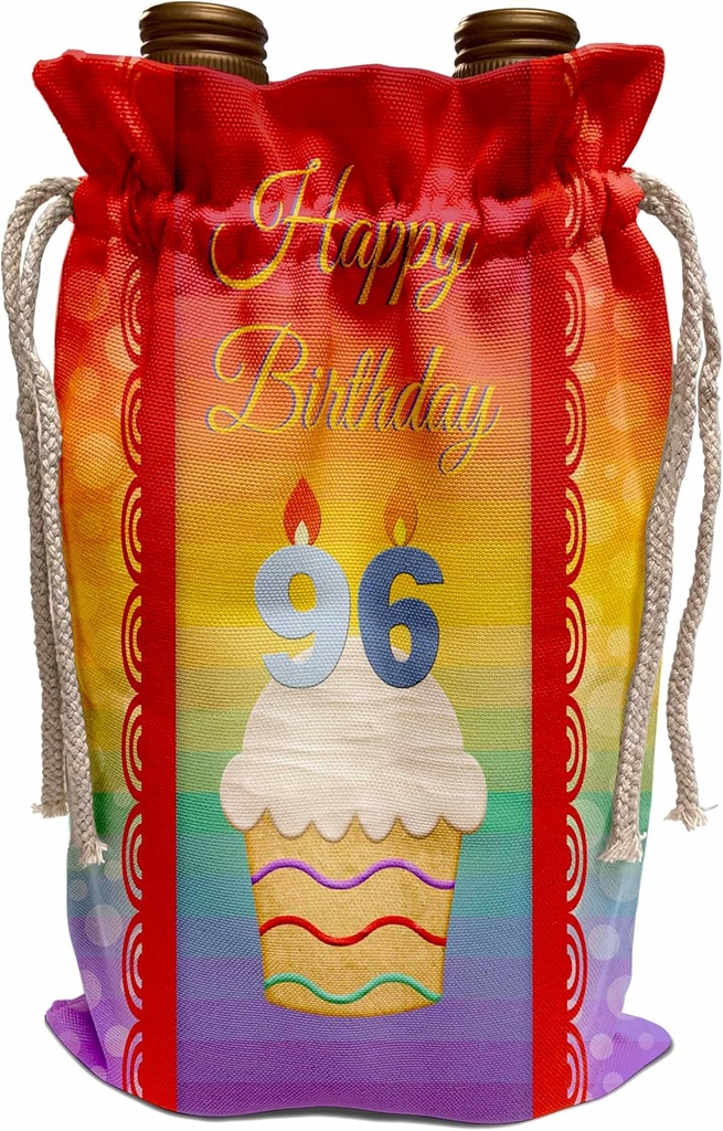 Wine Bag - Cupcake with Number Candles, 96 Years Old Birthday Birthday Design