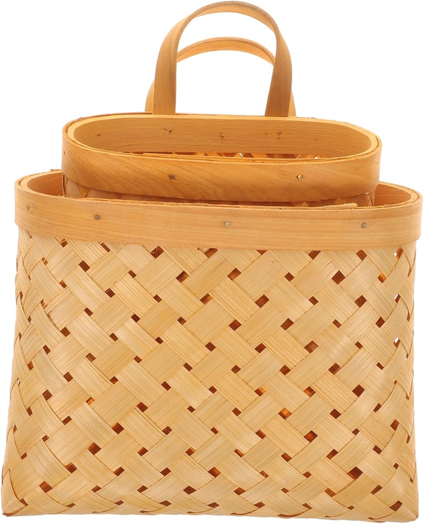 Ciieeo 2pcs Wall Hanging Woven Storage Basket Multi-functional Organizer for Garlic Fruits Vegetables Decorative Wall Decor for Kitchen and Home