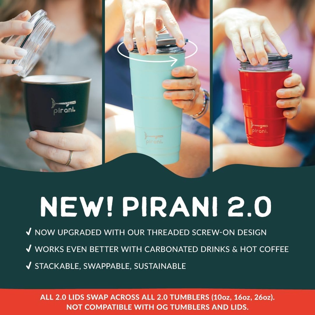 Pirani 26oz Ombre Insulated Stackable Tumbler - Skinny-Wall Triple Vacuum Insulation Cup with Version 2.0 Air-Tight, Screw-On Lid Lid - Space Saving Design - Sunset