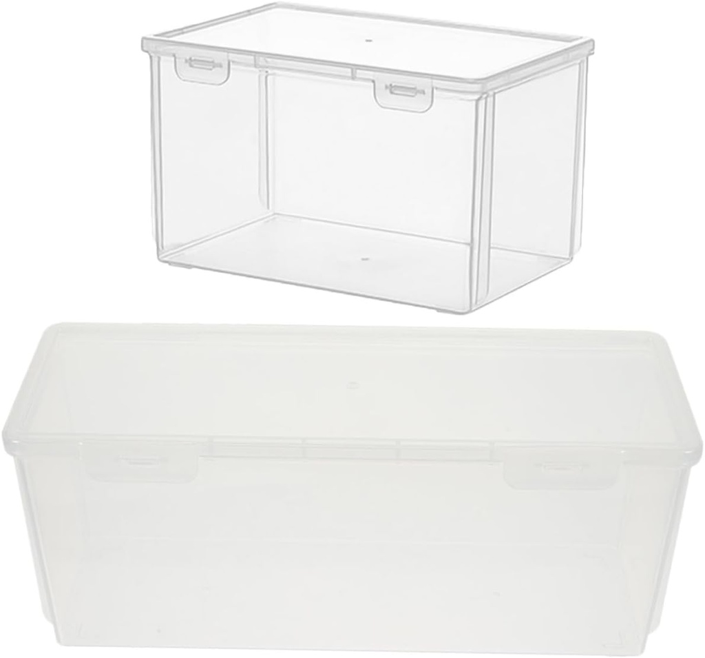 2Pcs Clear Bread Storage Box Medium Plastic Pantry Container for Fridge and Freezer Airtight Bakery Toast Keeper for Fresh Homemade Bread and Fruits