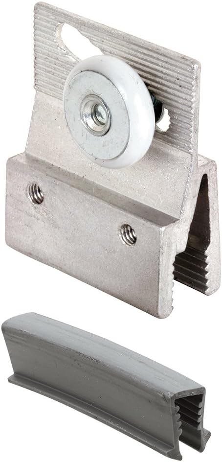 Prime-Line M 6145 Aluminum Frameless Shower Door Top Bracket Roller Assembly, 3/4 In. Round Plastic Wheel, Fits 3/16 In. Glass (2 Pack)