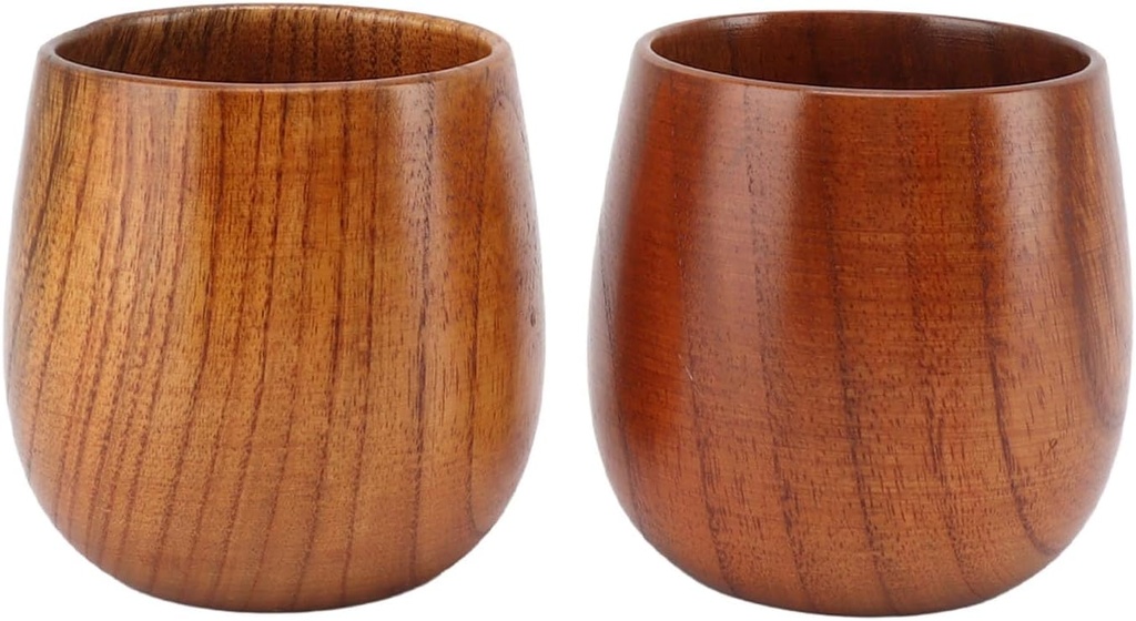 Atyhao Handmade Wooden Tea Cups, Multifunctional Teacups for Coffee, Sake, Tea Japanese Tea Culture Delicate Wood Grain Design (2 Pcs)