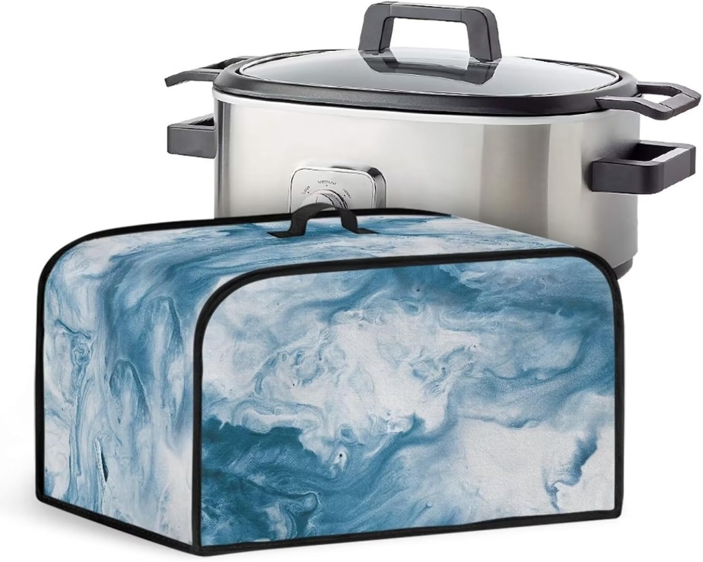 Talayituse Marble Print Slow Cooker Cover for Crock-Pot 6-8 Quart, Stain Resistant Slow Cooker Dust Cover Appliance Cover with Top Handle and Accessories Pocket, Keep Kitchen Clean