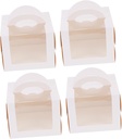 PRETYZOOM 4pcs Cake Storage Boxes Window Handheld Dessert Containers for Birthdays Weddings and Special Occasions Cakes and Treats White