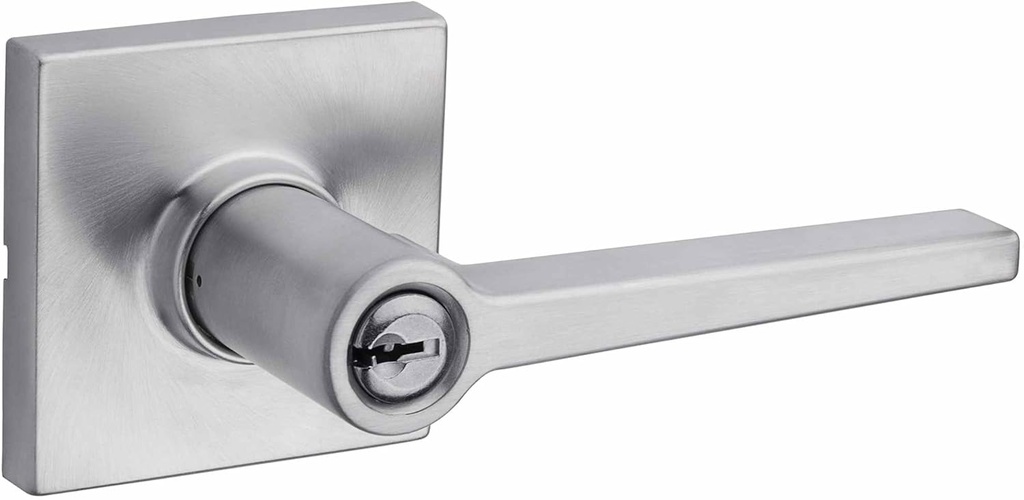 Kwikset Safelock SL6000DALSQT-26D Daylon Lever with Square Rose Push Button Entry Lock with RCAL Latch and RCS Strike Satin Chrome Finish