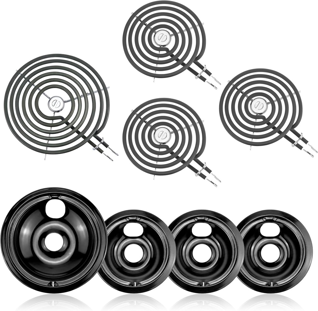 Electric Stove Burner Drip Pans WB31M19(8”) WB31M20(6”) Electric Stove Top Burner Replacement WB30M1(6") WB30M2(8") Compatible for G-E Hot-point Ken-more General Electric Stove Parts by MIFLUS