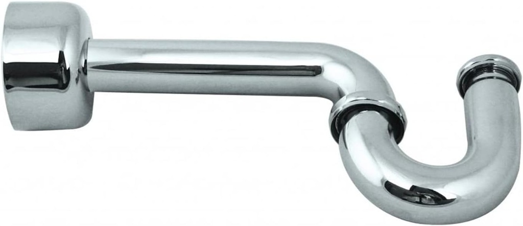 Westbrass D4011-1-26 1-1/2" x 1-1/4" P-Trap with High Box Flange, Brass, 1-Pack, Polished Chrome