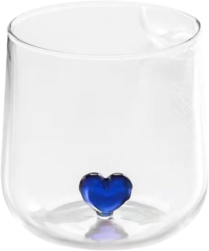 Veemoon Heart-shaped Glass Cup for Water and Cocktails Creative Beverage Mug for Couples for Home and Restaurant Use Quality High Transparency