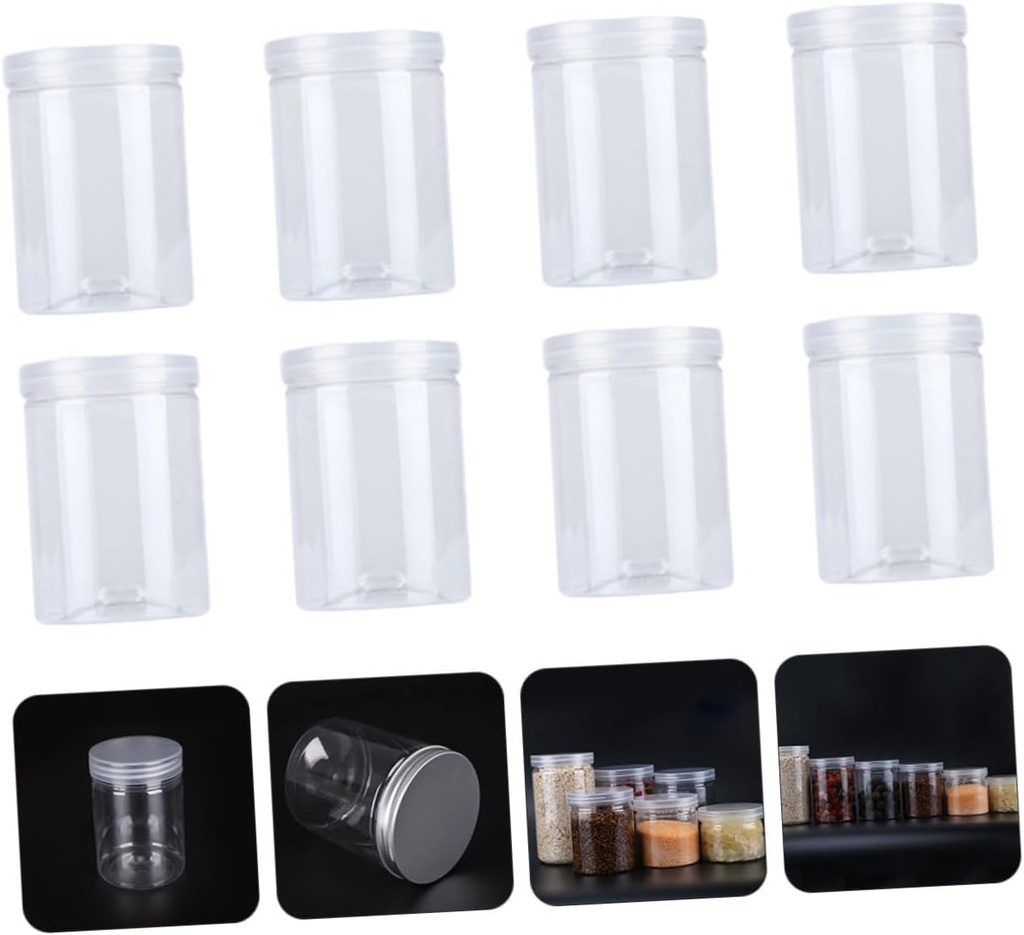 1Set Transparent Plastic Food Storage Jars with Airtight Sealed Lids for Kitchen Pantry and Household Use for Cookies Scented Tea and Dry Fruits
