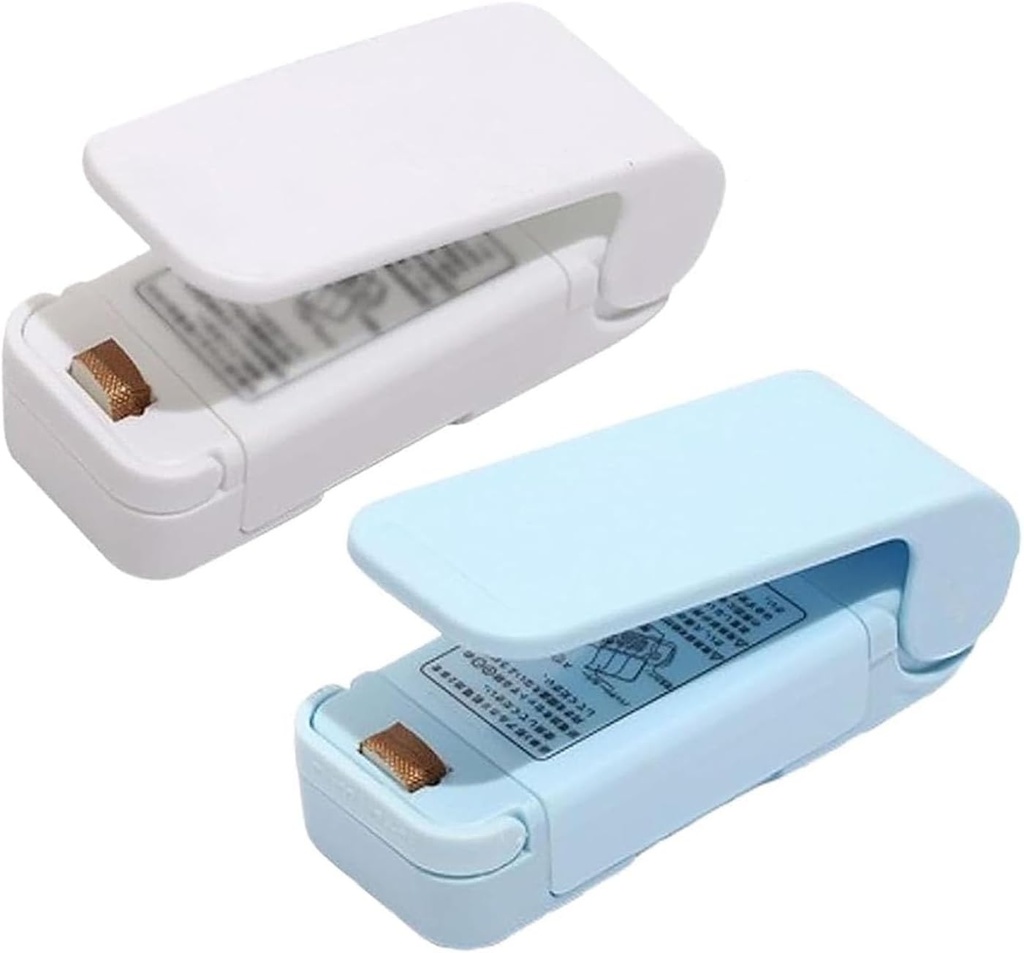 2 Pcs Portable Mini Sealing Machine, 2025 Mini Snack Bag Sealing Machine Handheld Heat Vacuum Sealer, Resealer Machine for Plastic Bags Food Storage Freshness Heat Seal Tool(Blue+White)