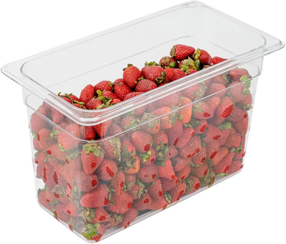 Restaurantware Met Lux 1/3 Size Food Storage Container 1 8-Inch Deep Proofing Box - Rectangle Graduated Measurements Clear Plastic Food Grade Storage Container Dishwashable Lid Sold Separately