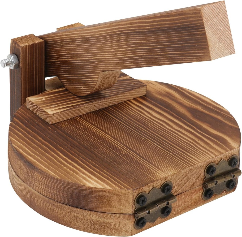 Angoily Tortilla Press Wooden Dumpling Press Mold Pre- Seasoned Tortilla Maker Pataconera for Flour Tortilla Roti Tawa or Dosa