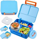 Bento Lunch Box for Kids with 8oz Soup Thermo Leak-Proof Lunch Food Containers with Snack Sauce Container for Kid Toddler Girls Boys to School, Blue